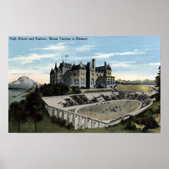 Poster Tacoma, Washington - Vue du lycée (Devant)