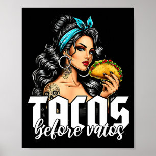Poster Tacos avant vatos drôle mexicaine chicana latine 