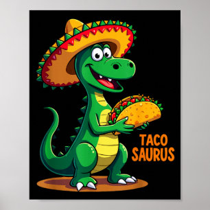 Poster Tacosaurus mexicain dino trex cinco de mayo tout-p