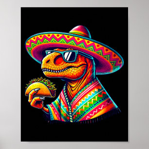 Poster Tacosaurus taco dinosaure cinco de mayo mexicainTa