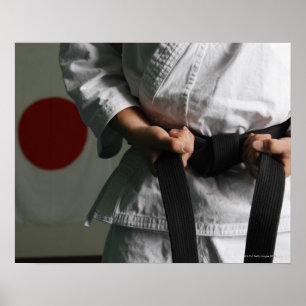 Poster Taekwondo Fighter Tightening Belt
