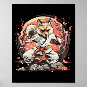 Poster Taekwondo Fox Kickboxing Animall Jiu-Jitsu Kung Fu