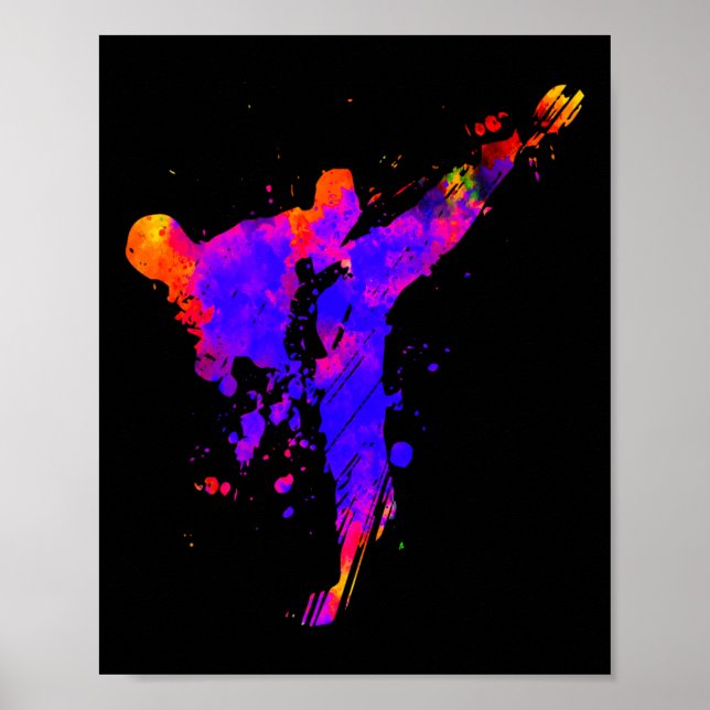 Poster Taekwondo Jiu Jitsu Paint Splatters Kids Jujitsu J (Devant)