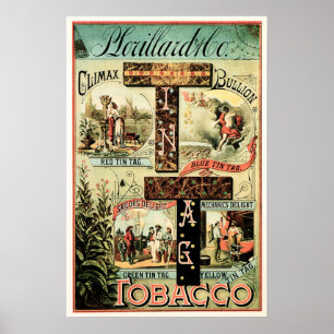 Poster Tag étain américain Climax Bullion Cigarettes Taba