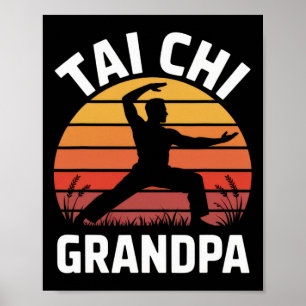 Poster Tai Chi Grand-père Senior Fitness Yoga Lance Santé