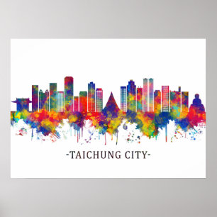 Poster Taichung City Taiwan Skyline
