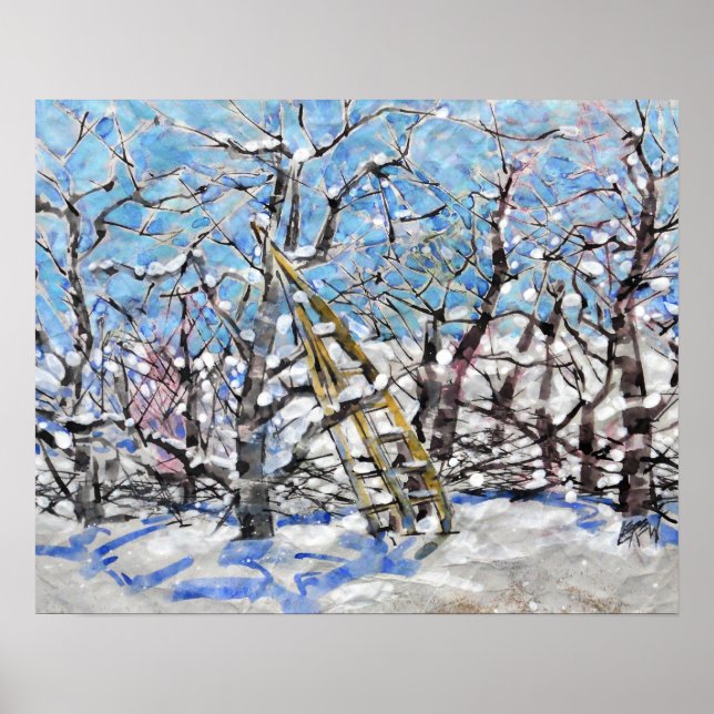 Poster Taille des pommiers en hiver  / Artiste Larry Lere (Devant)