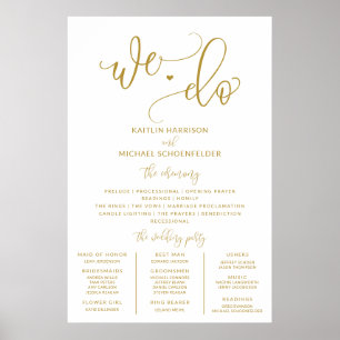 Poster Taille du panneau du programme de mariage Calligra