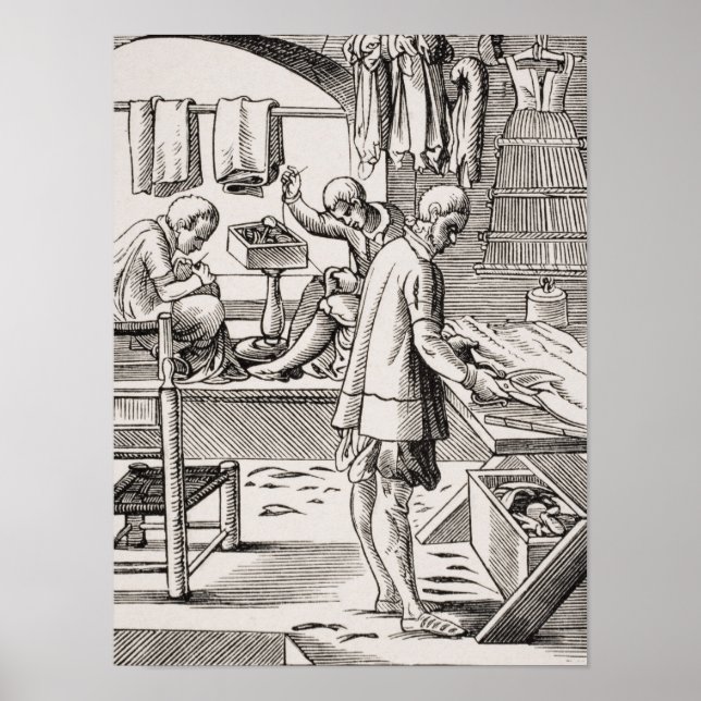 Poster Tailor, reproduction d'une coupe de bois (Devant)