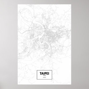 Poster Taïpeh, Taïwan (noir sur le blanc)