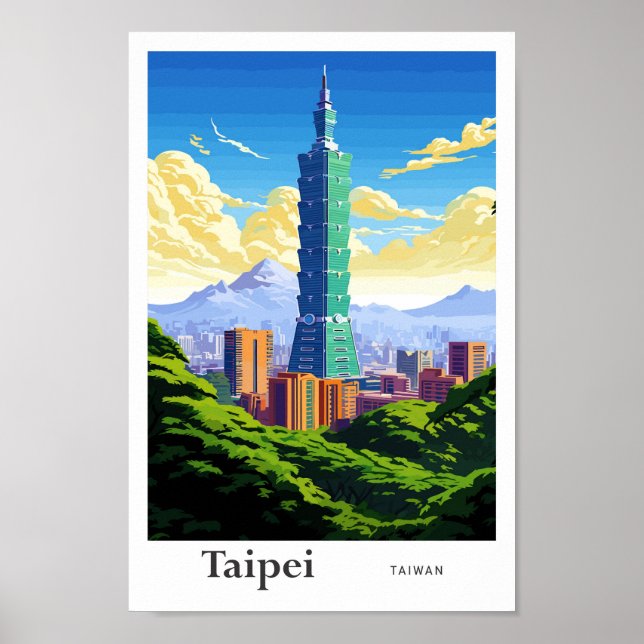 Poster Taïpei Taïwan Art Vintage Illustration (Devant)