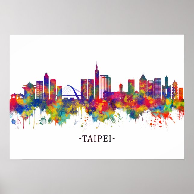 Poster Taipei Taiwan Skyline (Devant)