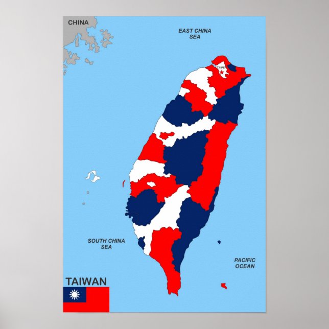 Poster taiwan pays carte politique (Devant)