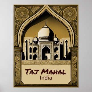 Poster Taj Mahal Design Vintage