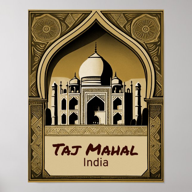 Poster Taj Mahal Design Vintage (Devant)
