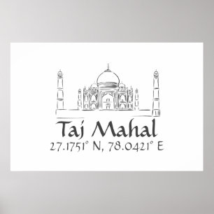 Poster Taj Mahal Latitude Longitude