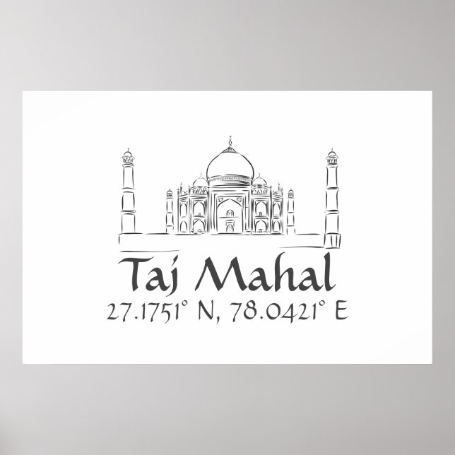 Poster Taj Mahal Latitude Longitude (Devant)