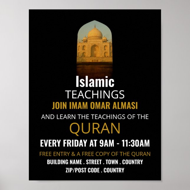 Poster Taj Mahal, Publicité pour l'enseignement islamique (Devant)