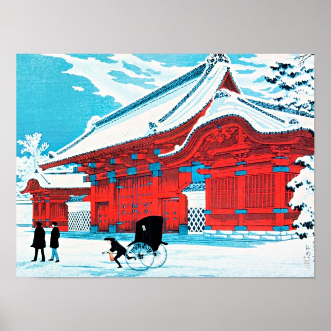 Poster Takahashi - La porte rouge de Hongo en neige (Devant)