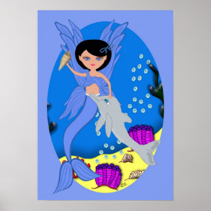 Poster Takara l'affiche bleu de la Merfaery et du Dauphin