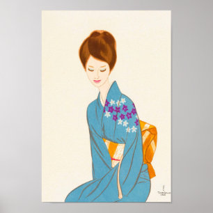 Poster Takasawa Keiichi tendre japonaise dame portrait ar