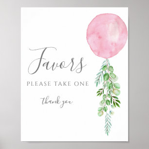 Poster Take One Favors Sign Pink Balloon Baby Shower