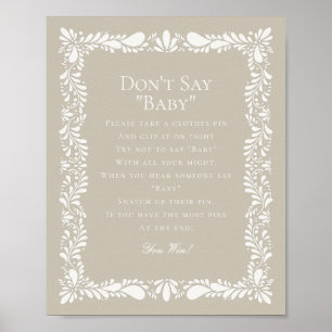 Poster Talavera beige Carrelage ne pas dire Baby shower j