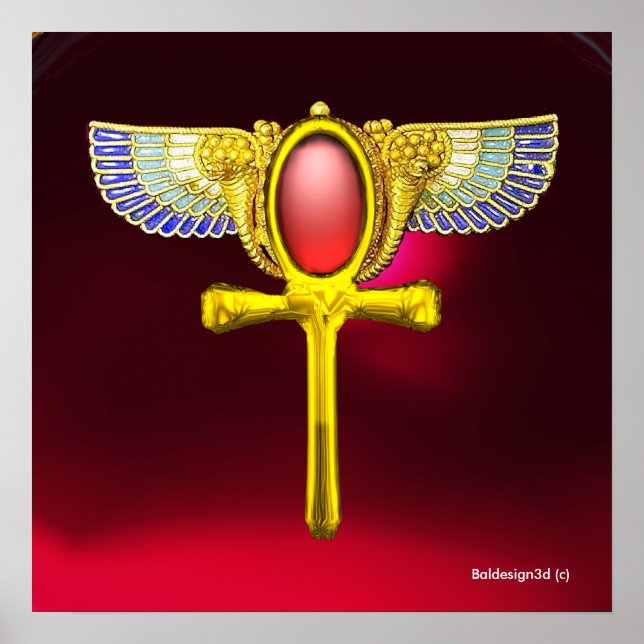 POSTER TALISMAN ROUGE / EGYPTIEN FEU ANKH AVEC CORNUCOPIE (Devant)