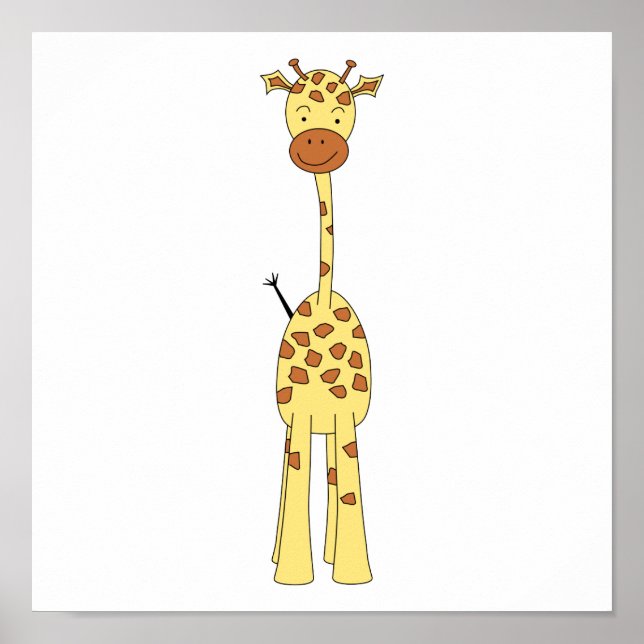 Poster Tall Cute Giraffe. Un dessin animé animal. (Devant)