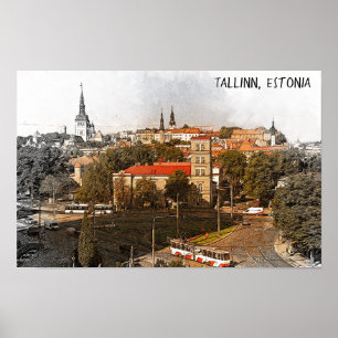 Poster Tallinn Estonie City Panorama