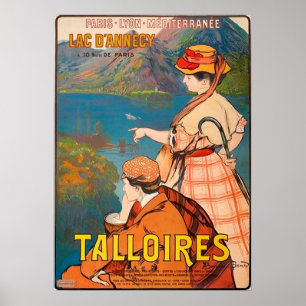 Poster Talloires, Lac d'Annecy, couple en pique-nique, vi