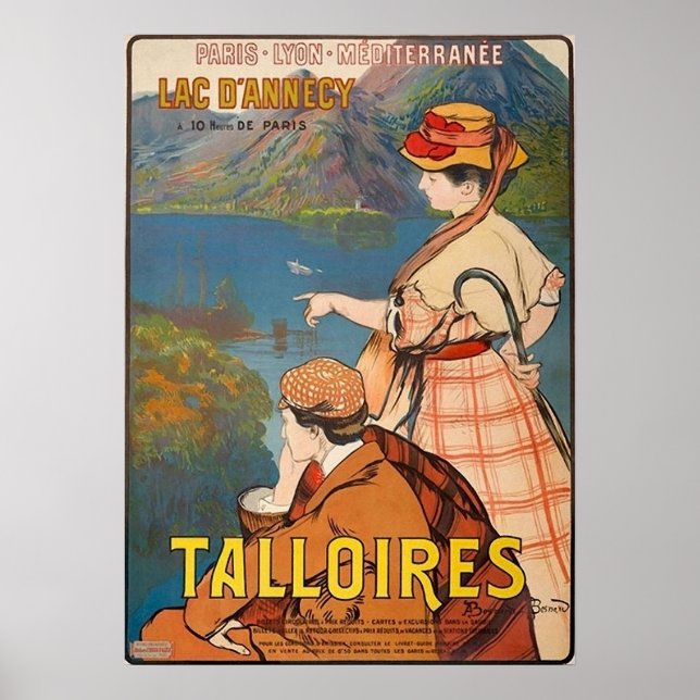 Poster Talloires, Lac d'Annecy, couple en pique-nique, vi (Devant)