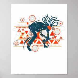 Poster tambour djembe jouer musique batteur d'art africai