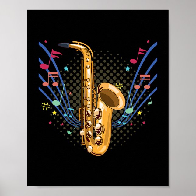 Poster Tambours à instrument de musique saxophone Basse P (Devant)