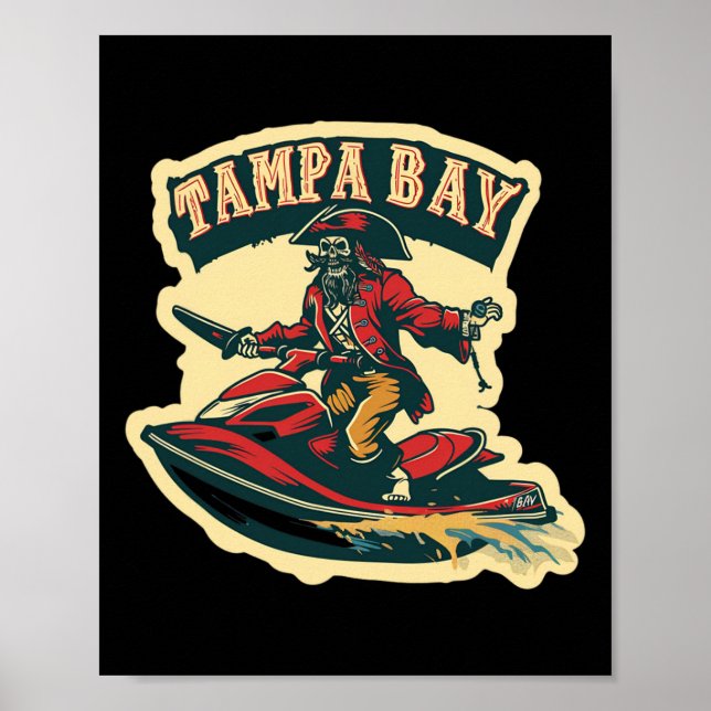 Poster Tampa Bay Pirate Florida Jetski Boating Funny Gasp (Devant)