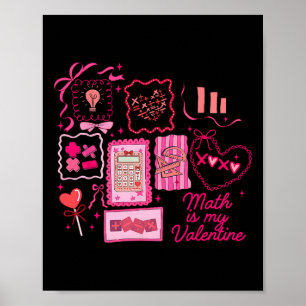 Poster Tampon rose Math est mon Valentin Mathletics Algèb