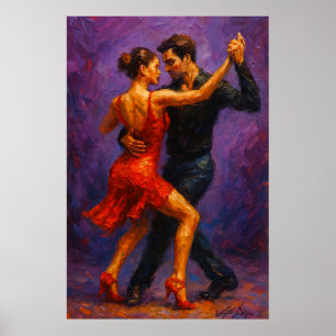 Poster Tango Passion Robe Rouge Danse