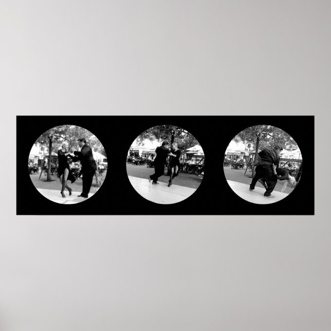 Poster Tango sur la Plaza à Buenos Aires - Noir & Blanc (Devant)