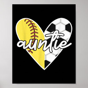 Poster Tante de balle de softball de football Mama Joueus