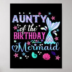Poster Tante de la sirène d'anniversaire drôle 1er annive