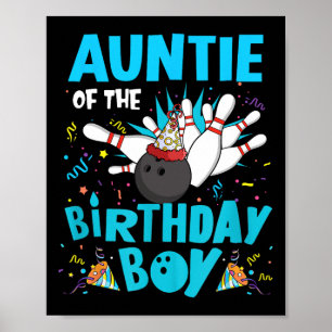 Poster Tante De L'Anniversaire Boy Bowling Famille M