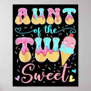 Poster Tante des deux mignonnes filles de 2 ans de glace