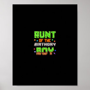 Poster Tante du garçon d'anniversaire Pixel Gaming jeu vi