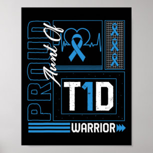 Poster Tante fière de ruban de guerrier T1d de sensibilis