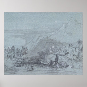Poster Taormina, des "vues de la Sicile" (craie et
