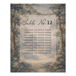 Poster Tapestry Blue Toile wedding table seating chart
