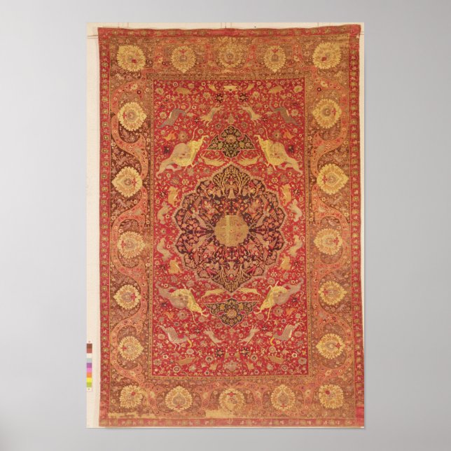Poster Tapis décoré de scènes de combats d'animaux (Devant)