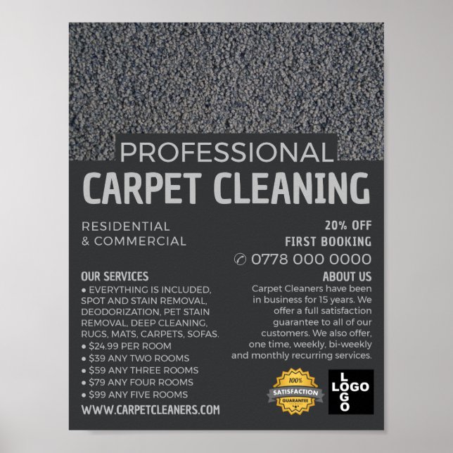 Poster Tapis Gris, Nettoyeur De Tapis, Service De Nettoya (Devant)