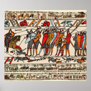 POSTER TAPISSERIE DE BAYEUX, BATAILLE DE HASTINGS, CHEVAL