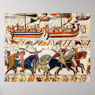 Poster TAPISserie DE BAYEUX,CHEVALIERS NORMANDS,ARCHERS,N